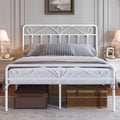 White Metal Full Size Platform Bed Frame with Headboard and Footboard P8253