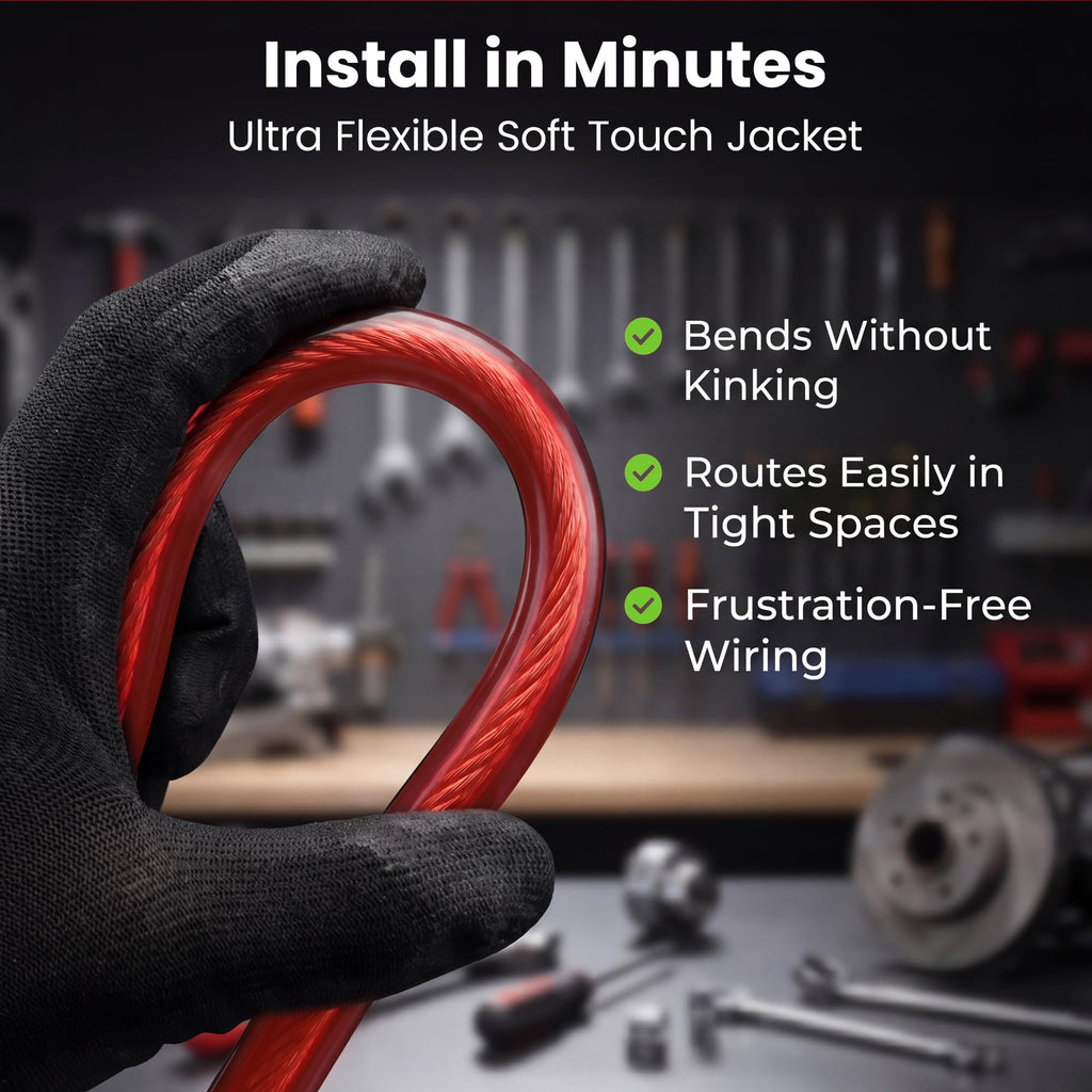 0 Gauge Wire Kit, Black/Red 25FT Crimp Kit E843342