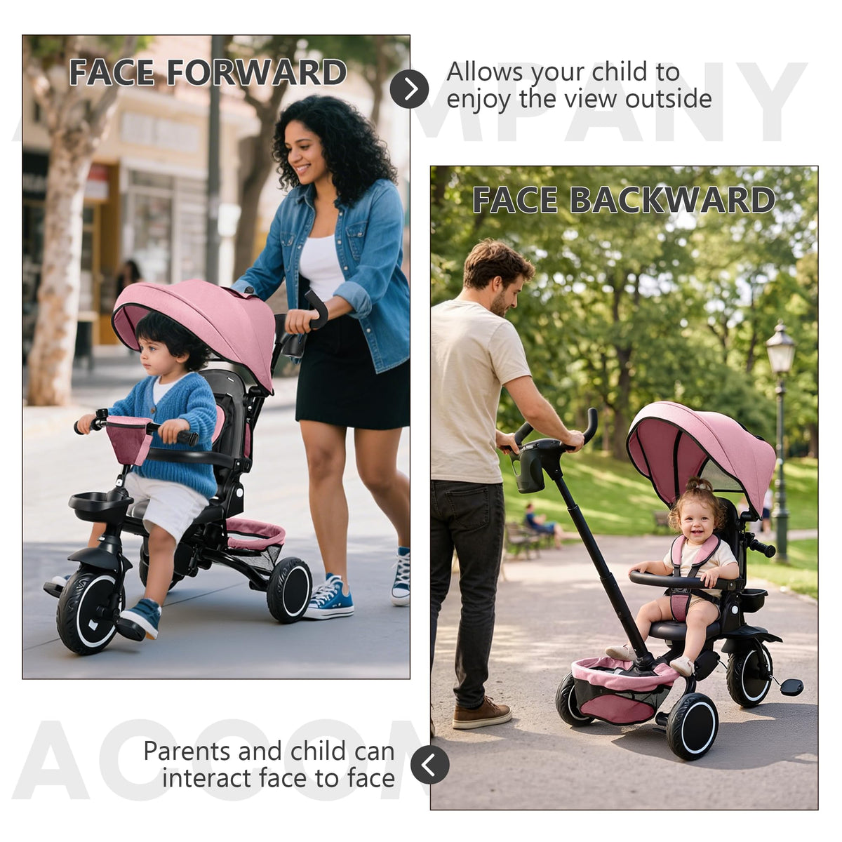 8 in 1 Toddler Tricycle with Push Handle S845