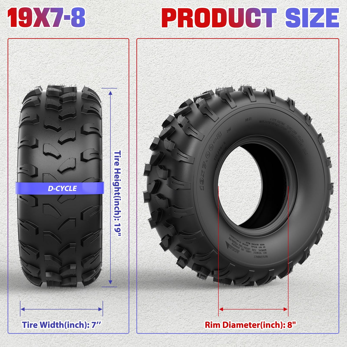 19x7-8 ATV UTV Tubeless All-Terrain Tire I71101