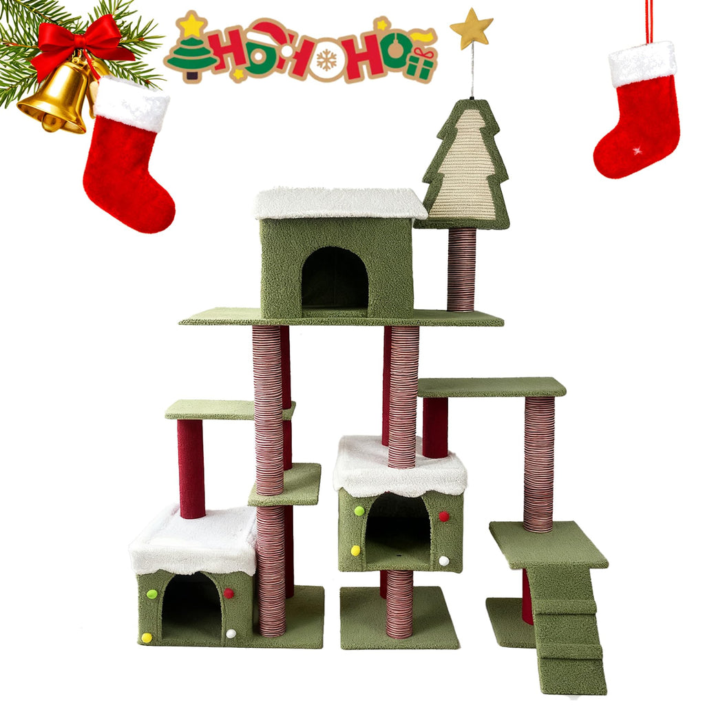 70 Inch Tall Multi Level Cat Tree with 2 Condos V9984