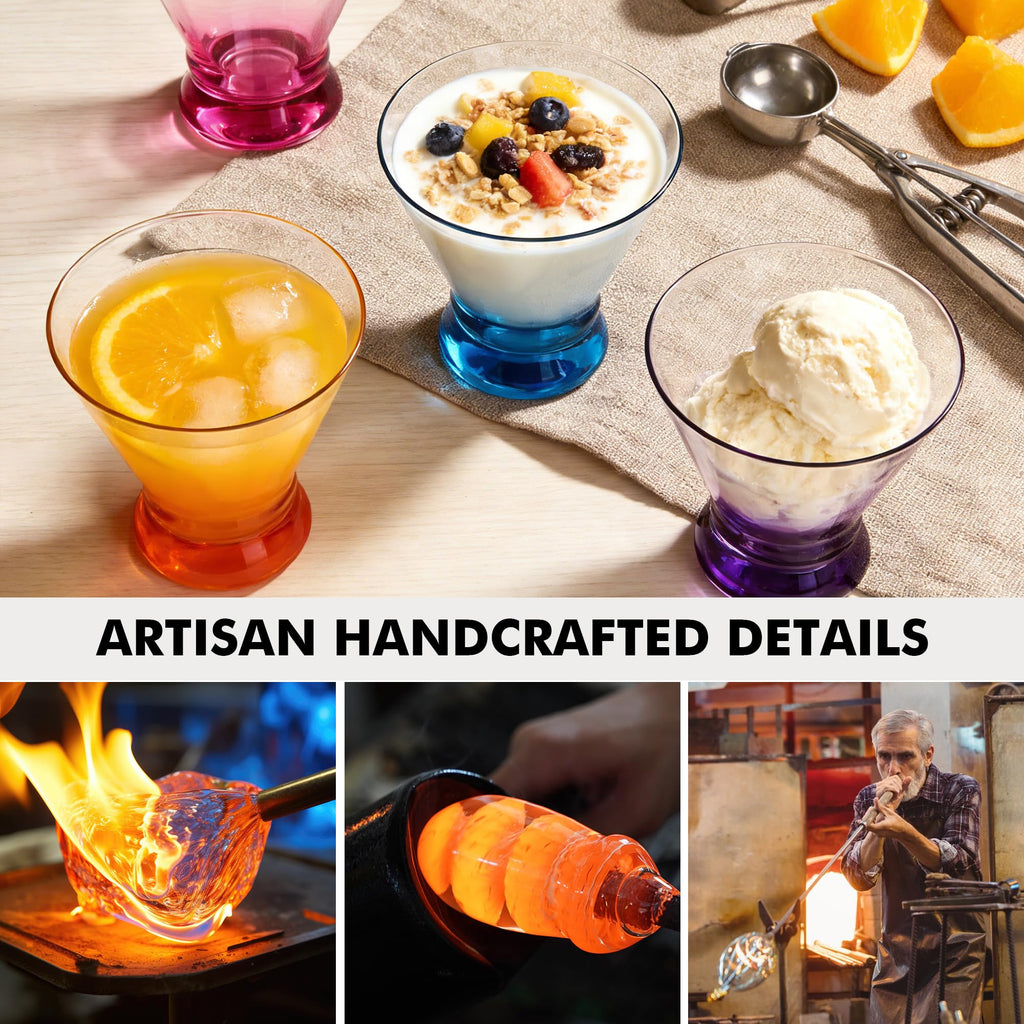 Multi Colored Stemless Martini Glasses Set of 6 L139