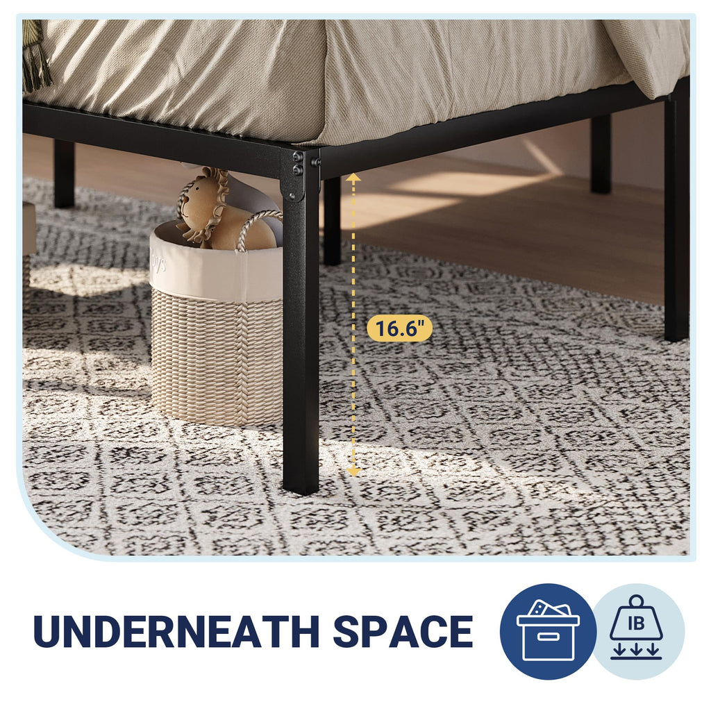 Queen 18 Inch Metal Bed Frame with Storage D77307