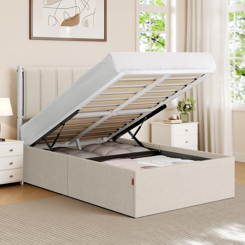 Twin Size Upholstered Lift Up Storage Bed Frame P955956