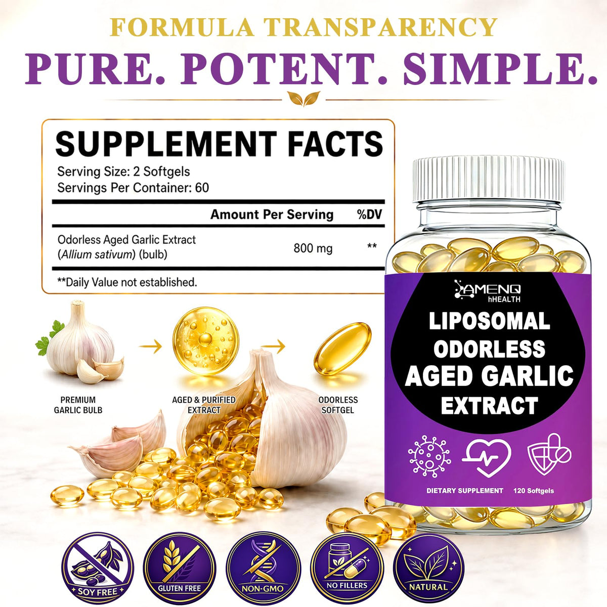 Odorless Garlic Extract 800mg Softgels P35910