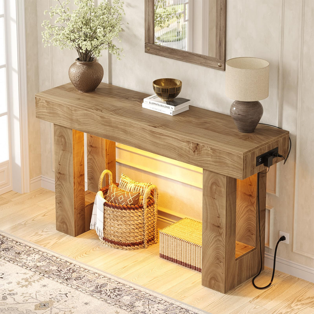 47" Entryway Table with Sensor Light & AC Outlets Z24569