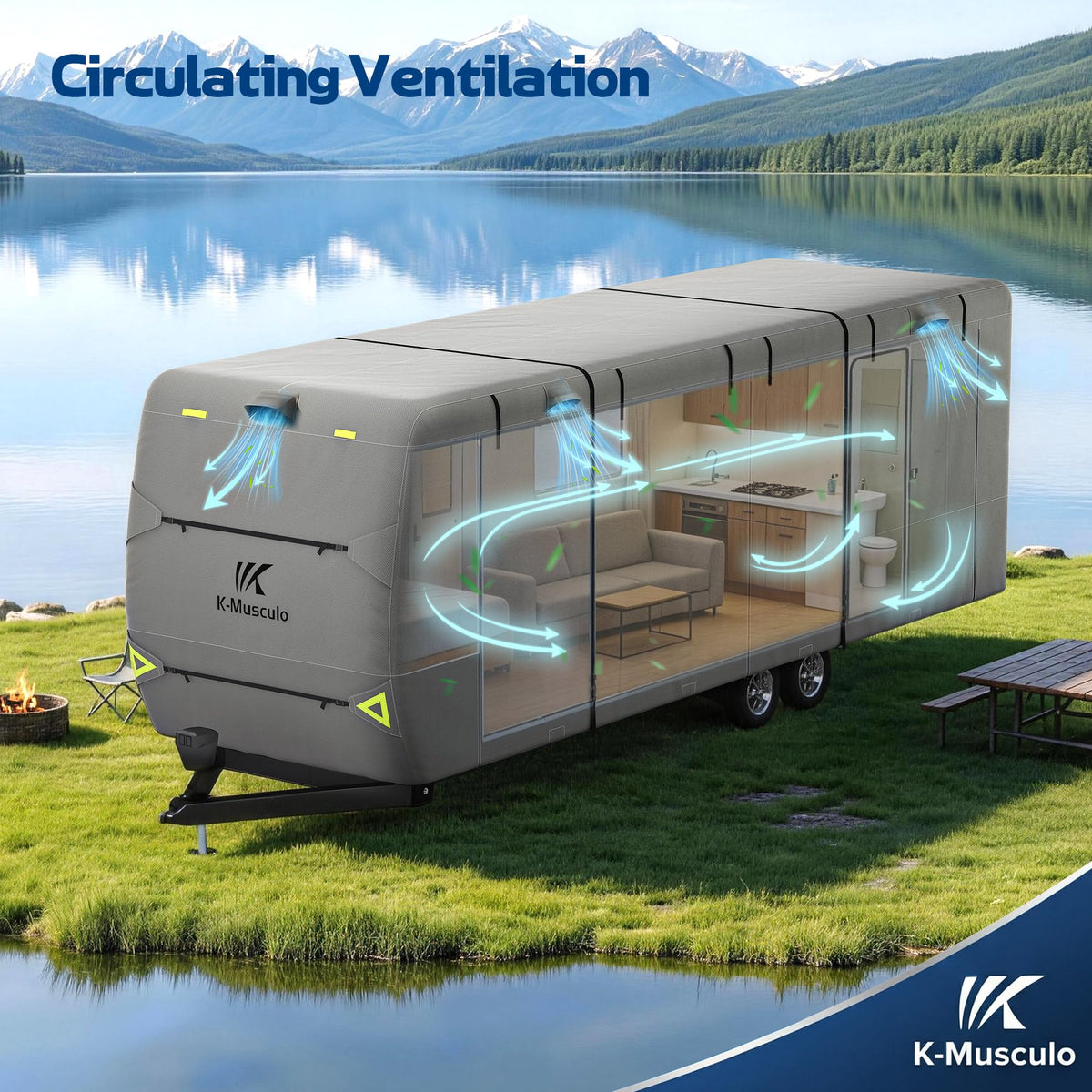 Heavy Duty Windproof Waterproof RV Cover T614795