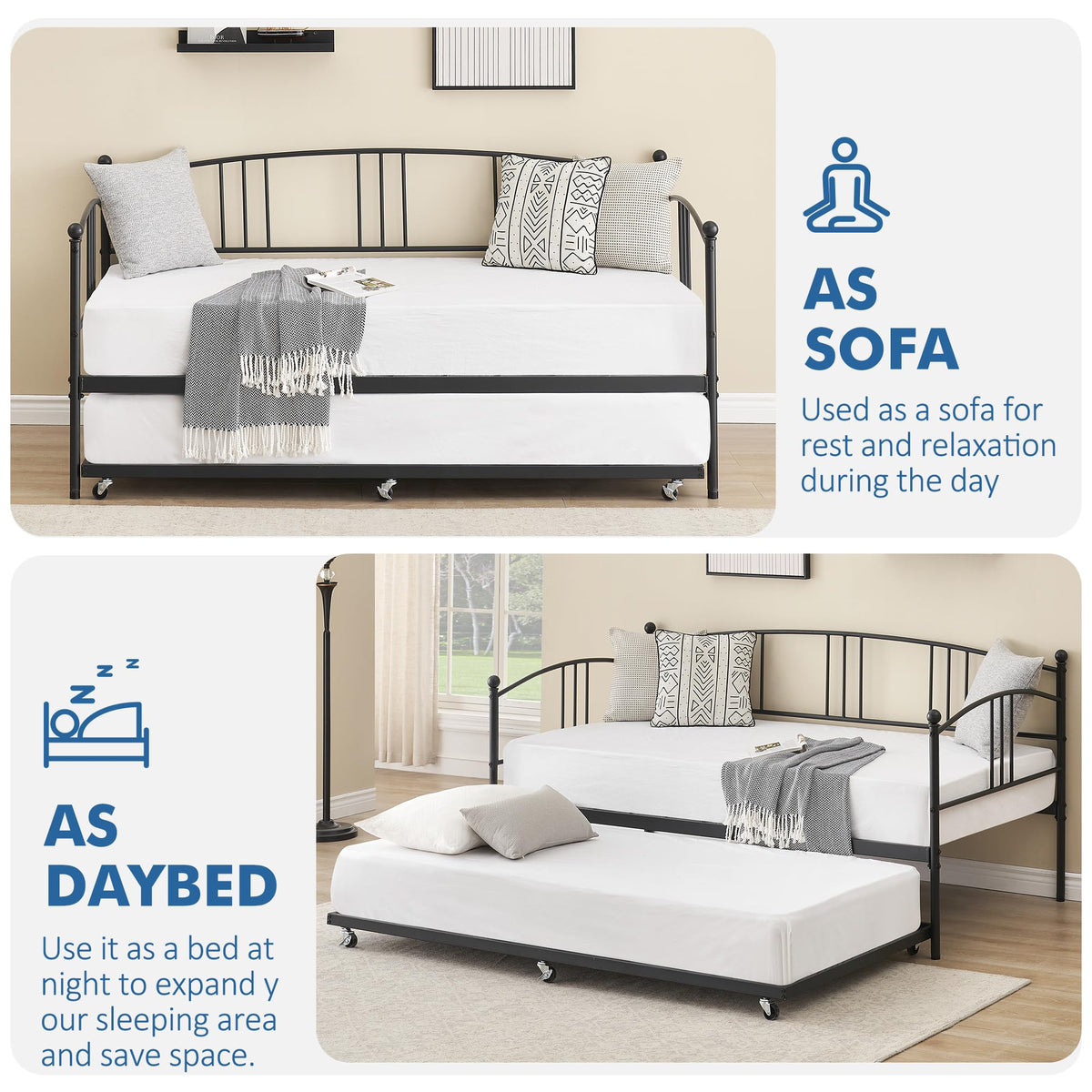 Twin Metal Daybed with Trundle Z39800