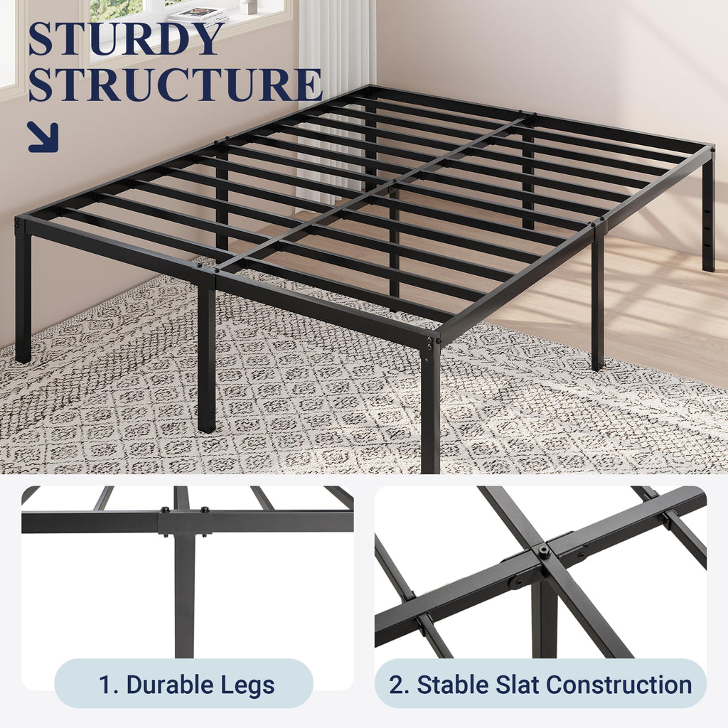 Queen 18 Inch Metal Bed Frame with Storage D77307