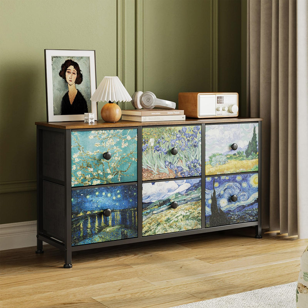 6 Drawer Dresser with Fabric Storage Drawer E6488