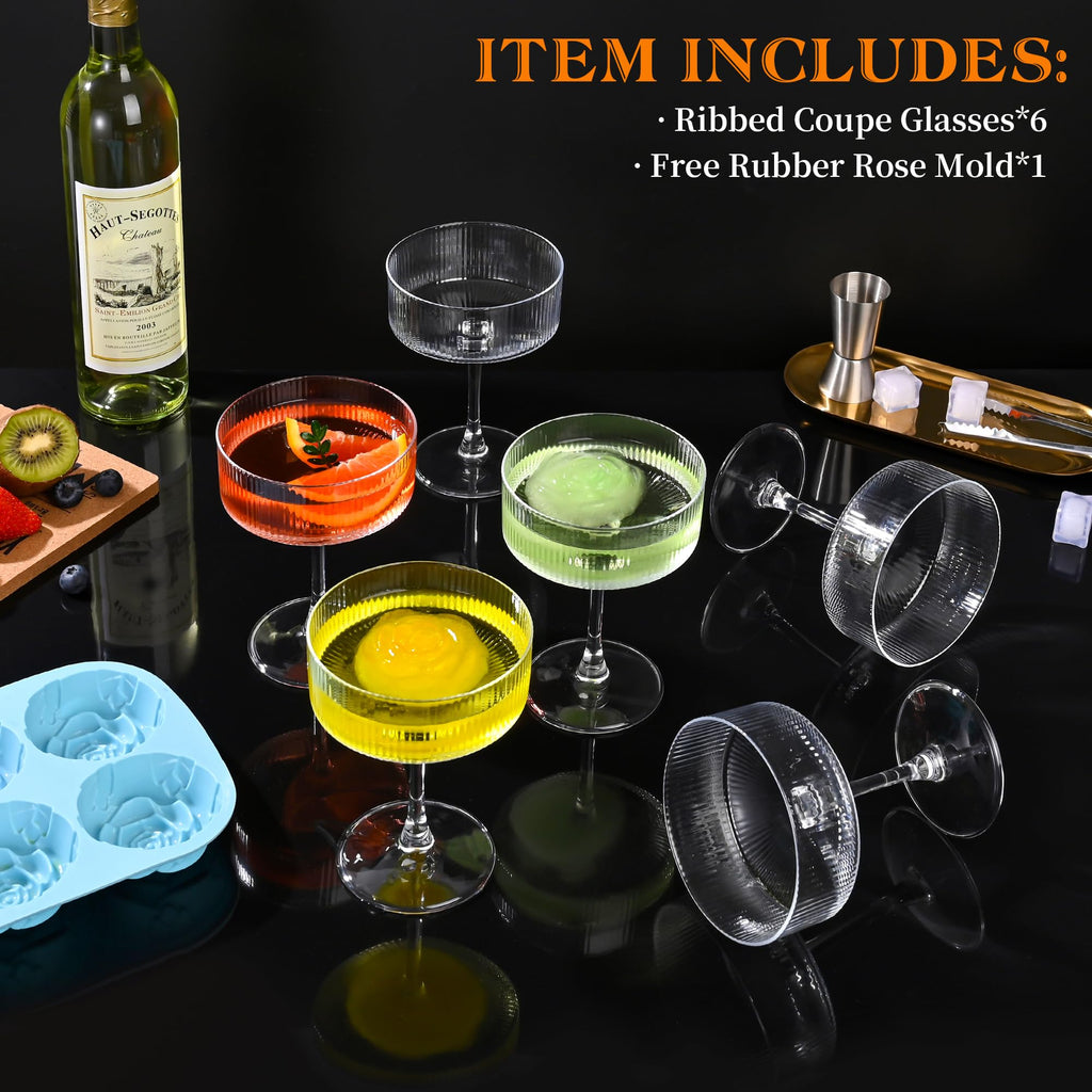 Ribbed Coupe Glasses Set of 6 T829