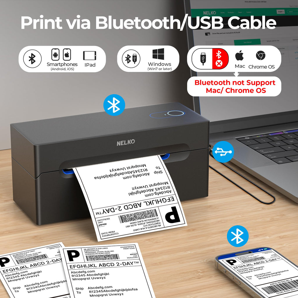 Bluetooth Thermal Shipping Label Printer W604834
