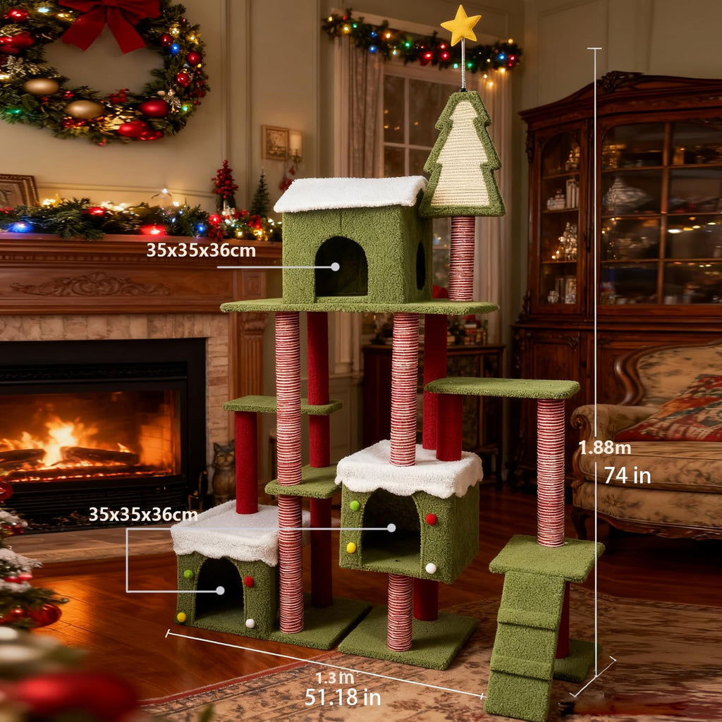 70 Inch Tall Multi Level Cat Tree with 2 Condos V9984