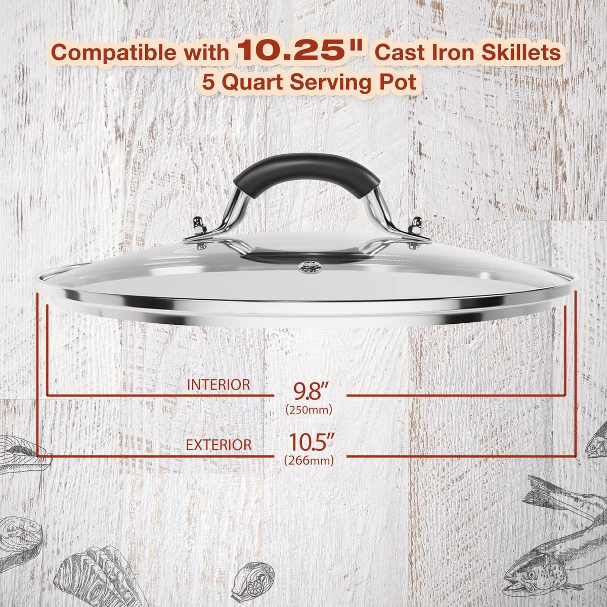 10.25 Inch Tempered Glass Lid V142