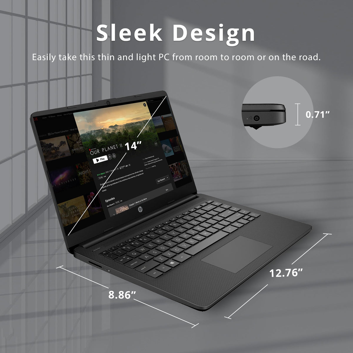 14-inch Laptop, Intel Celeron N4000, 4 GB RAM, 64 GB eMMC, Jet Black V742339