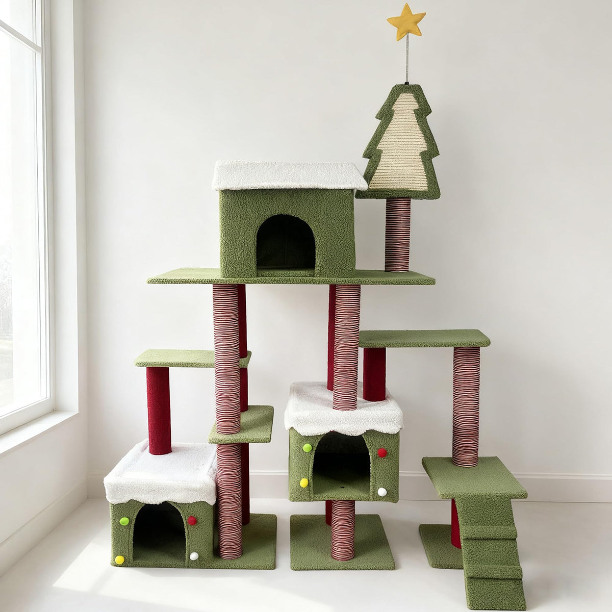 70 Inch Tall Multi Level Cat Tree with 2 Condos V9984