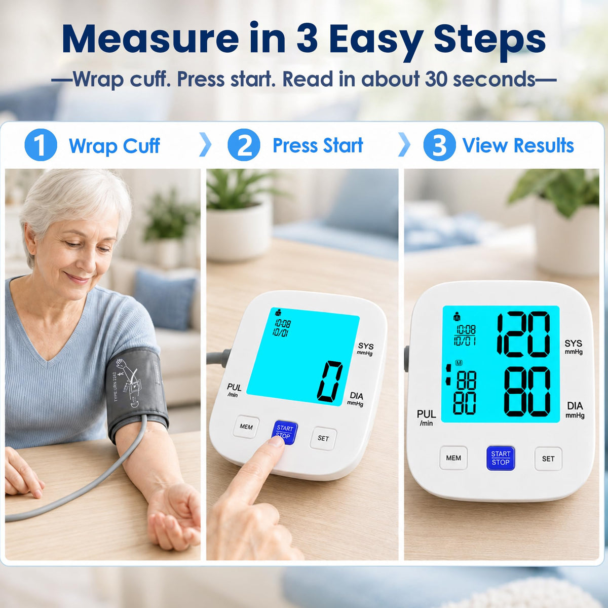 Upper Arm Blood Pressure Monitor with 8.7"-16.5" Cuff H757