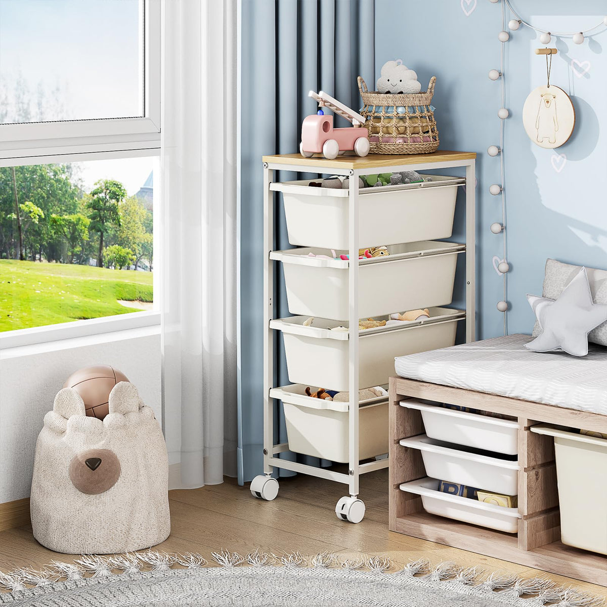 Slim Rolling Cart with 4 Drawers W457