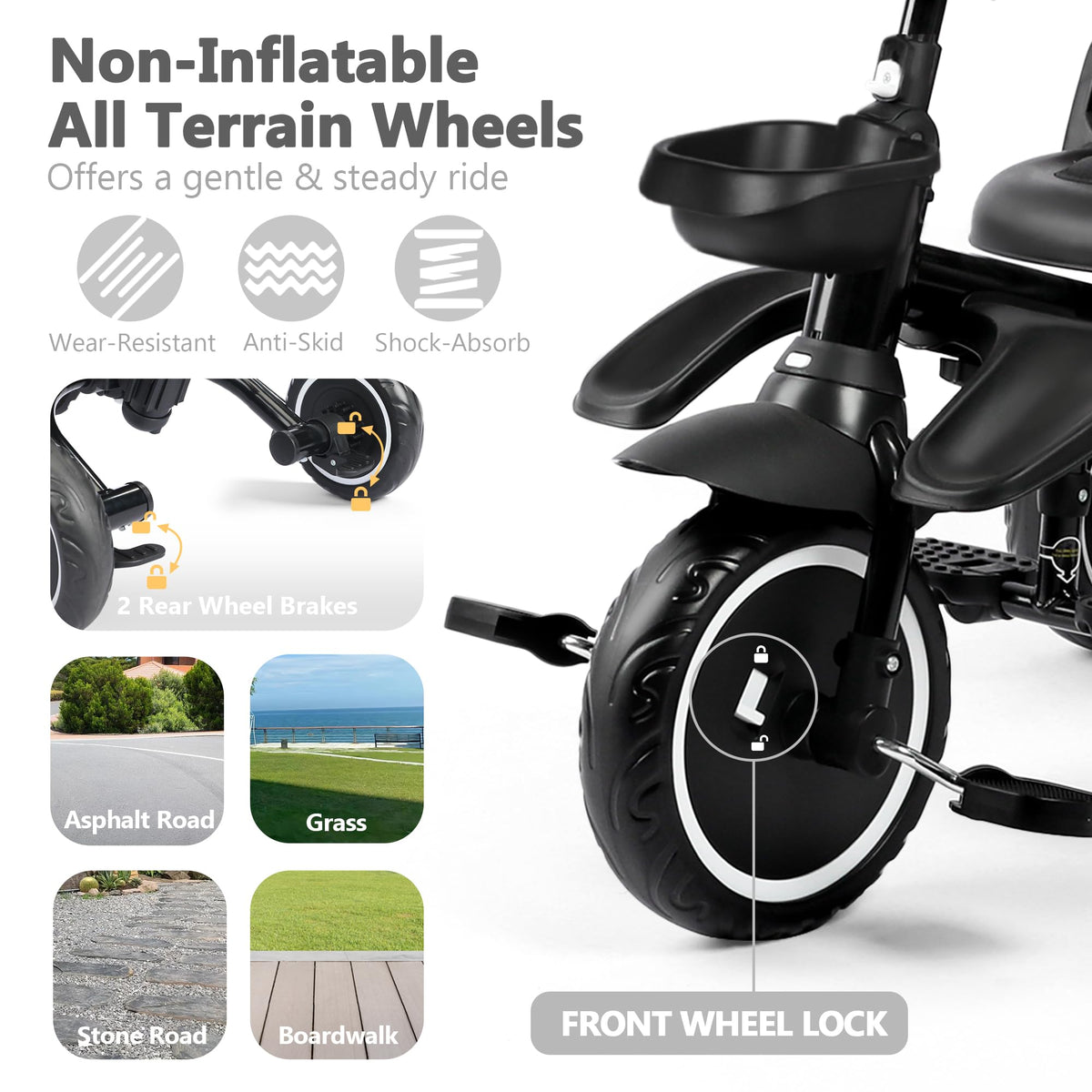 8 in 1 Toddler Tricycle with Push Handle S845
