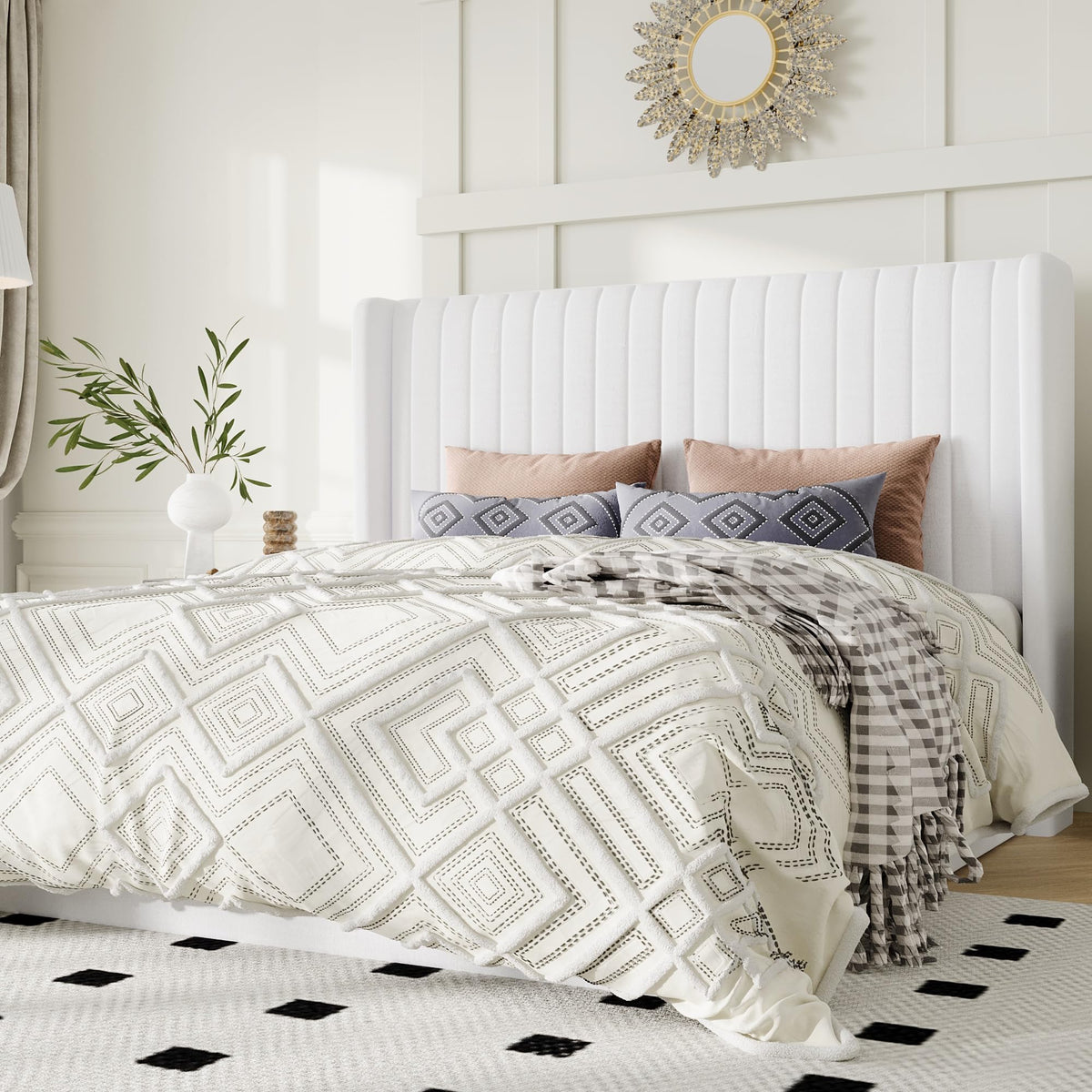 Queen Size Lift Up Storage Bed Frame White A9219