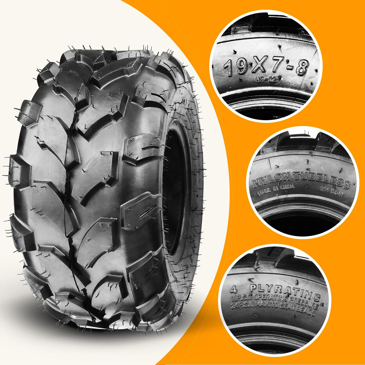 19x7-8 Tubeless Tire 1 Pack Z643551