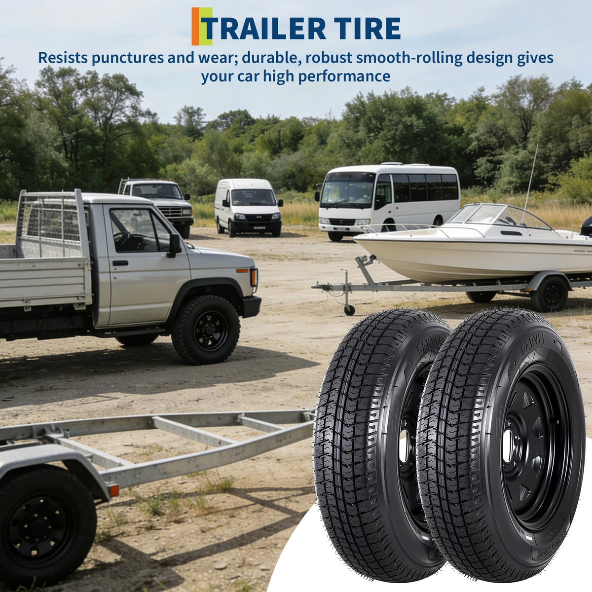 2-Pack ST205/75D15 Trailer Tires and 15" Rims E64207