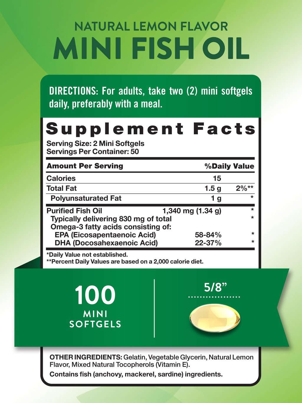 Fish Oil Omega 3 1340 mg 100 Softgels Y7971