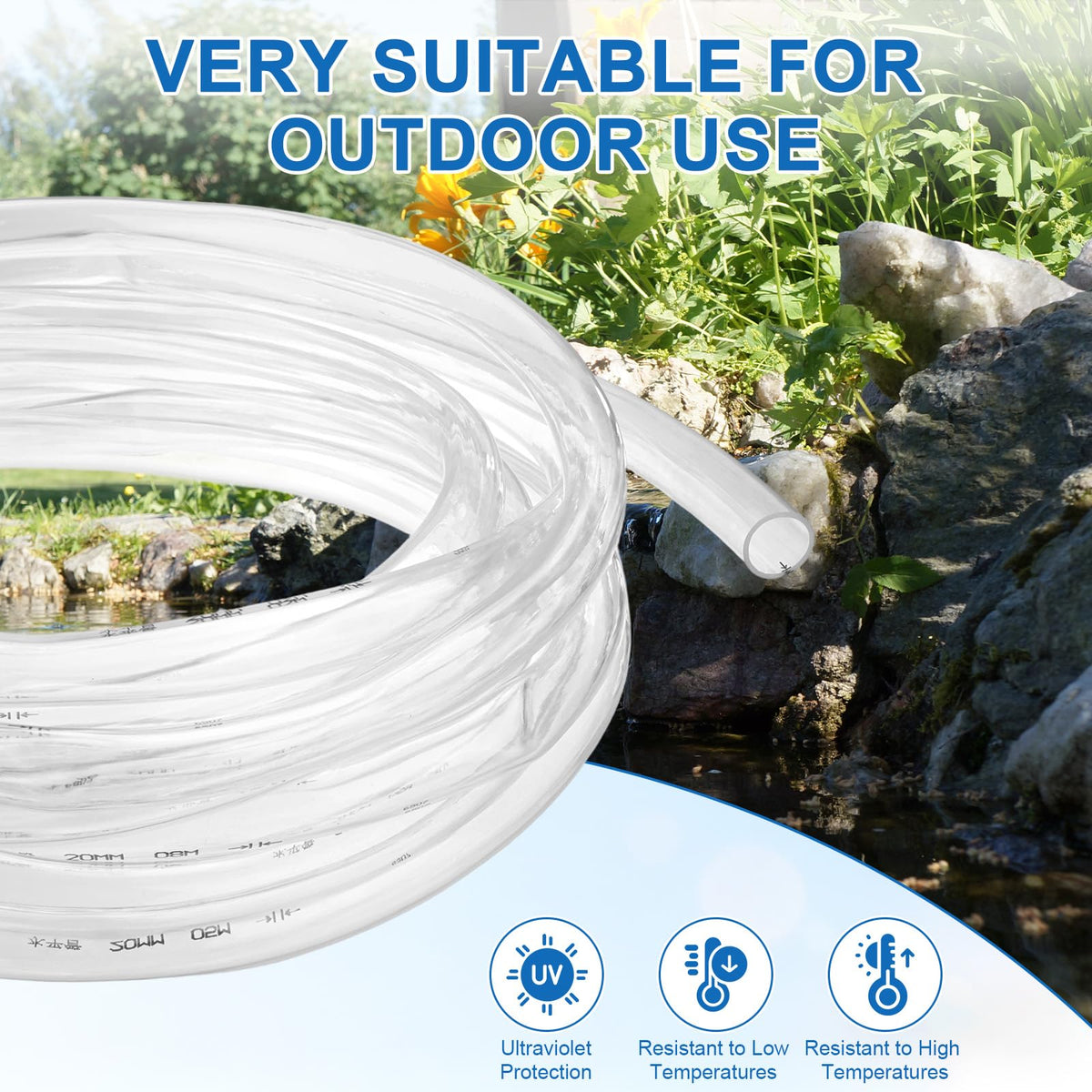 Clear 3/4" ID x 1" OD 100ft Flexible Vinyl Tubing L1529