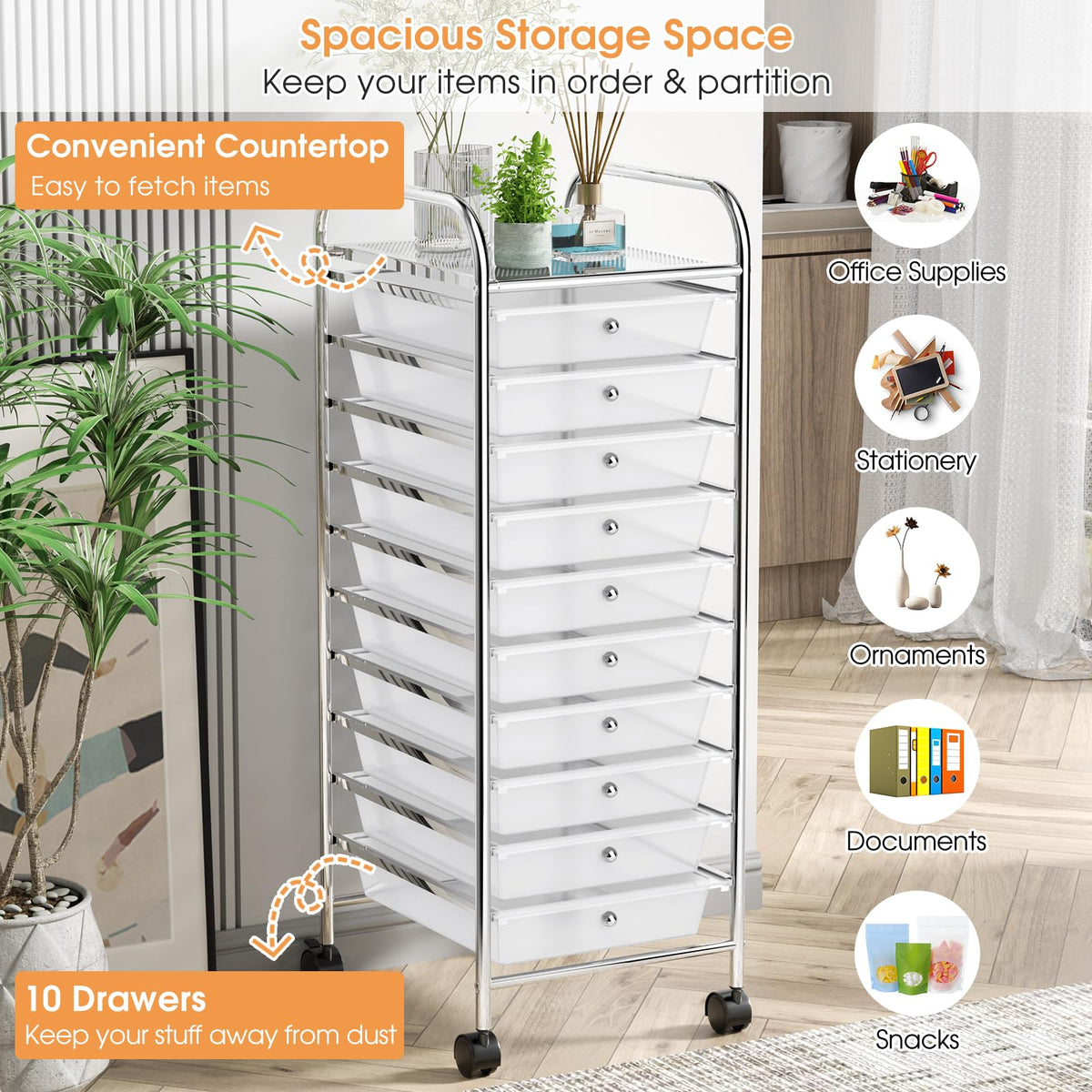 10 Drawers Rolling Storage Cart M21025