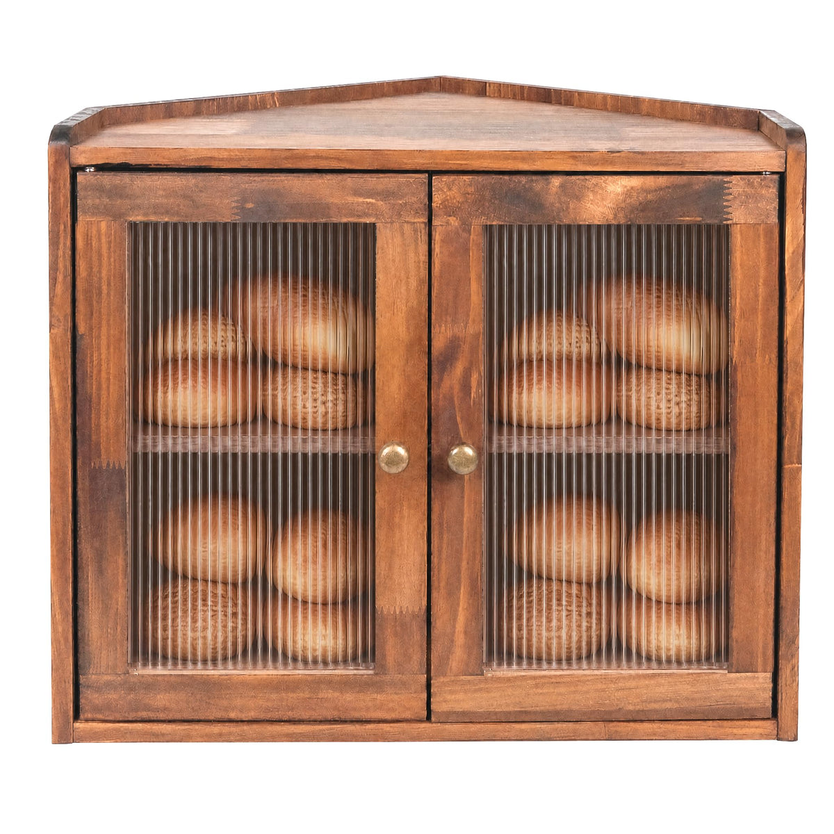 Brown Wooden Double Layer Bread Box X1018