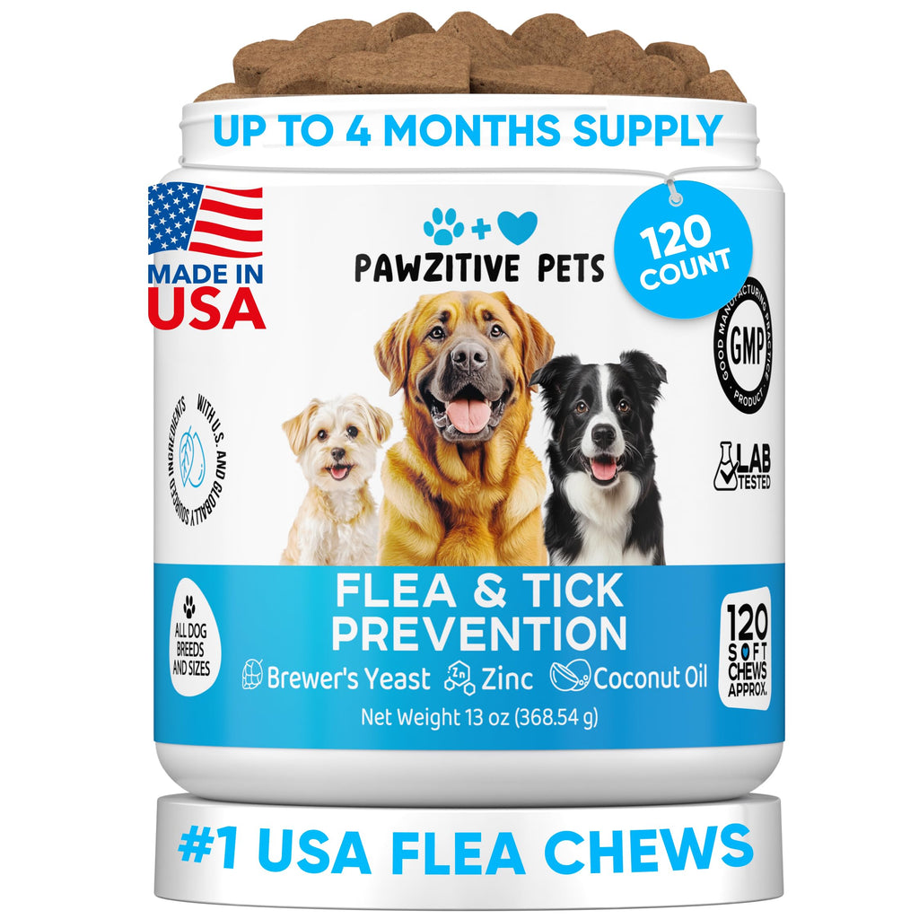 Chewable Flea and Tick Prevention for Dogs 120 Soft Chews Y210