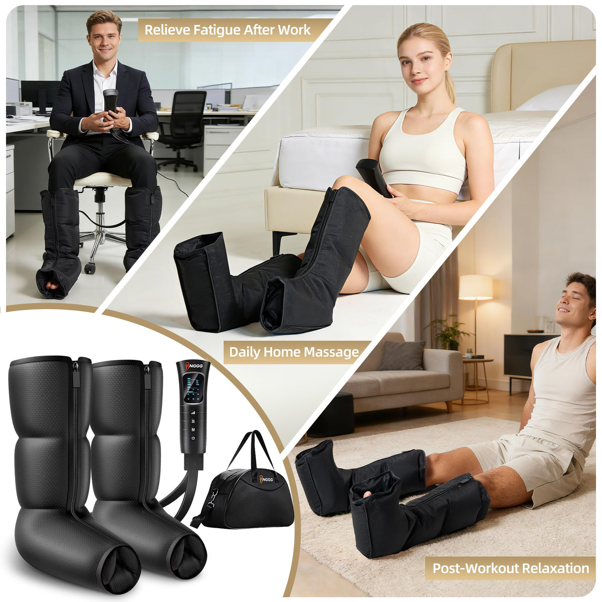 Leg Compression Massager with Heat, Foot & Calf Massager Boots T504