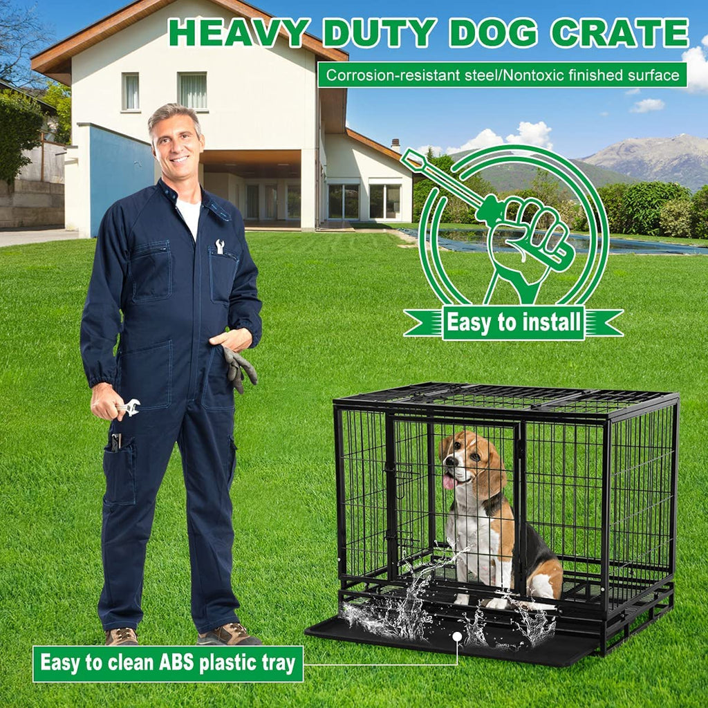 48 inch XXL Heavy Duty Dog Kennel with Wheels S267