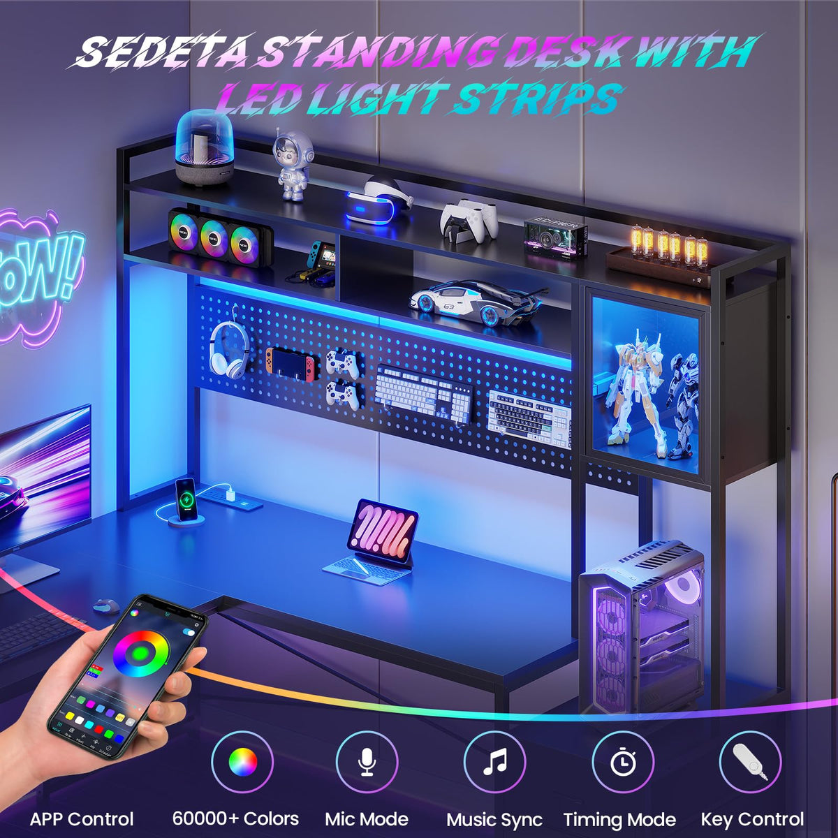 L Shaped Gaming Desk with 6 Drawers Q2291
