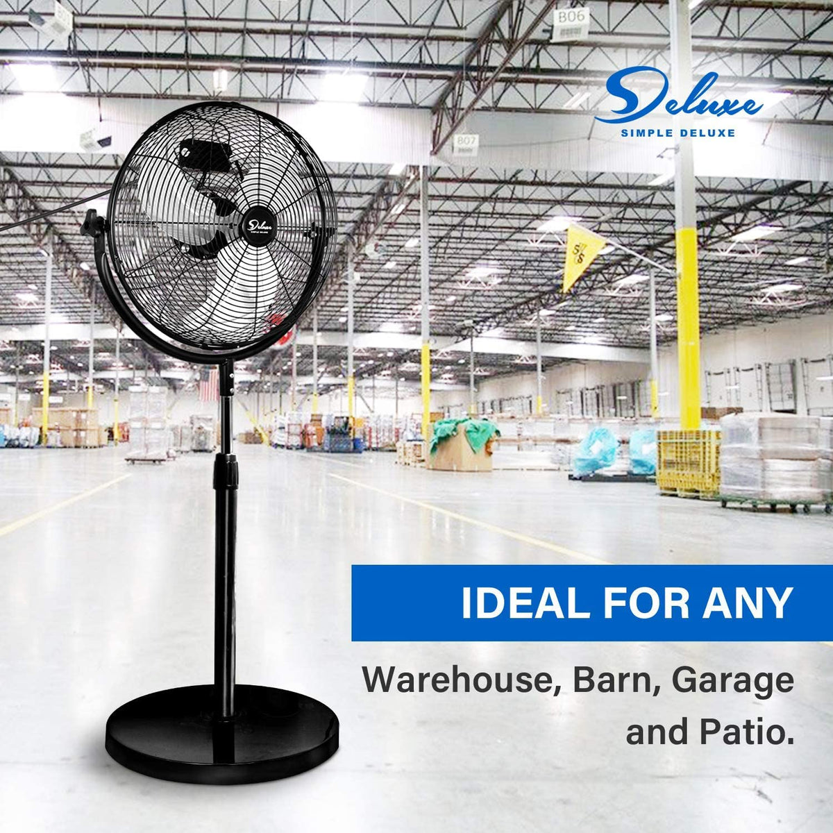 20 Inch 3-Speed High Velocity Metal Pedestal Standing Fan Y586790