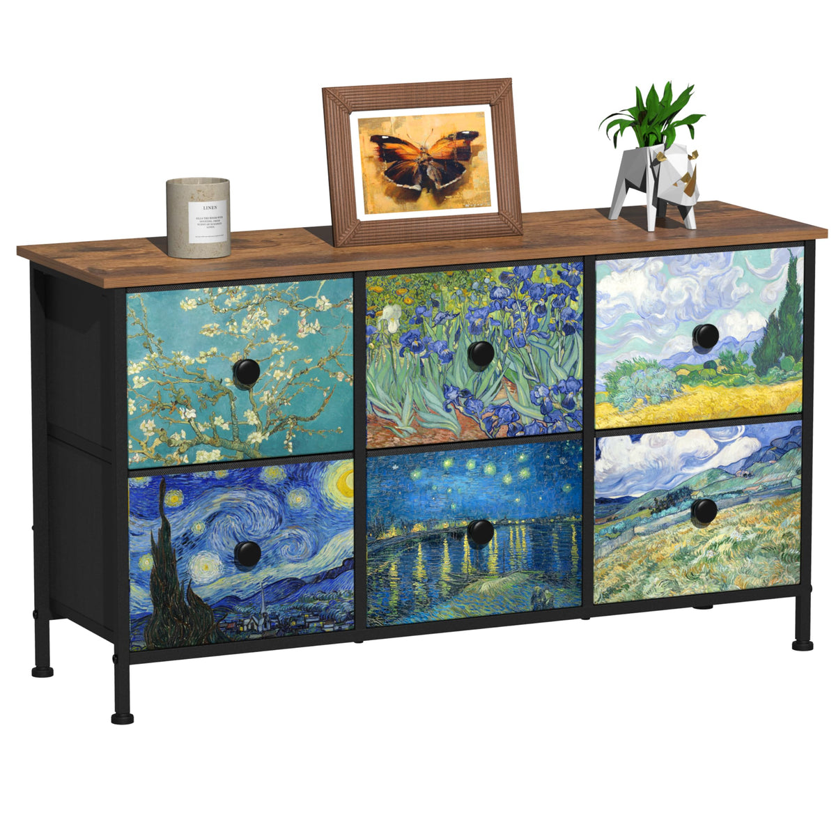 6 Drawer Dresser with Fabric Storage Drawer E6488