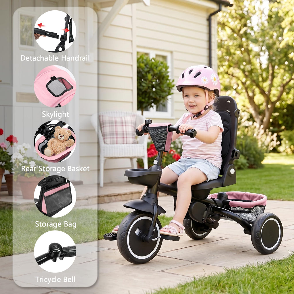 8 in 1 Toddler Tricycle with Push Handle S845