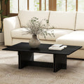 48" Rustic Wood Coffee Table with Geometric Base O51076