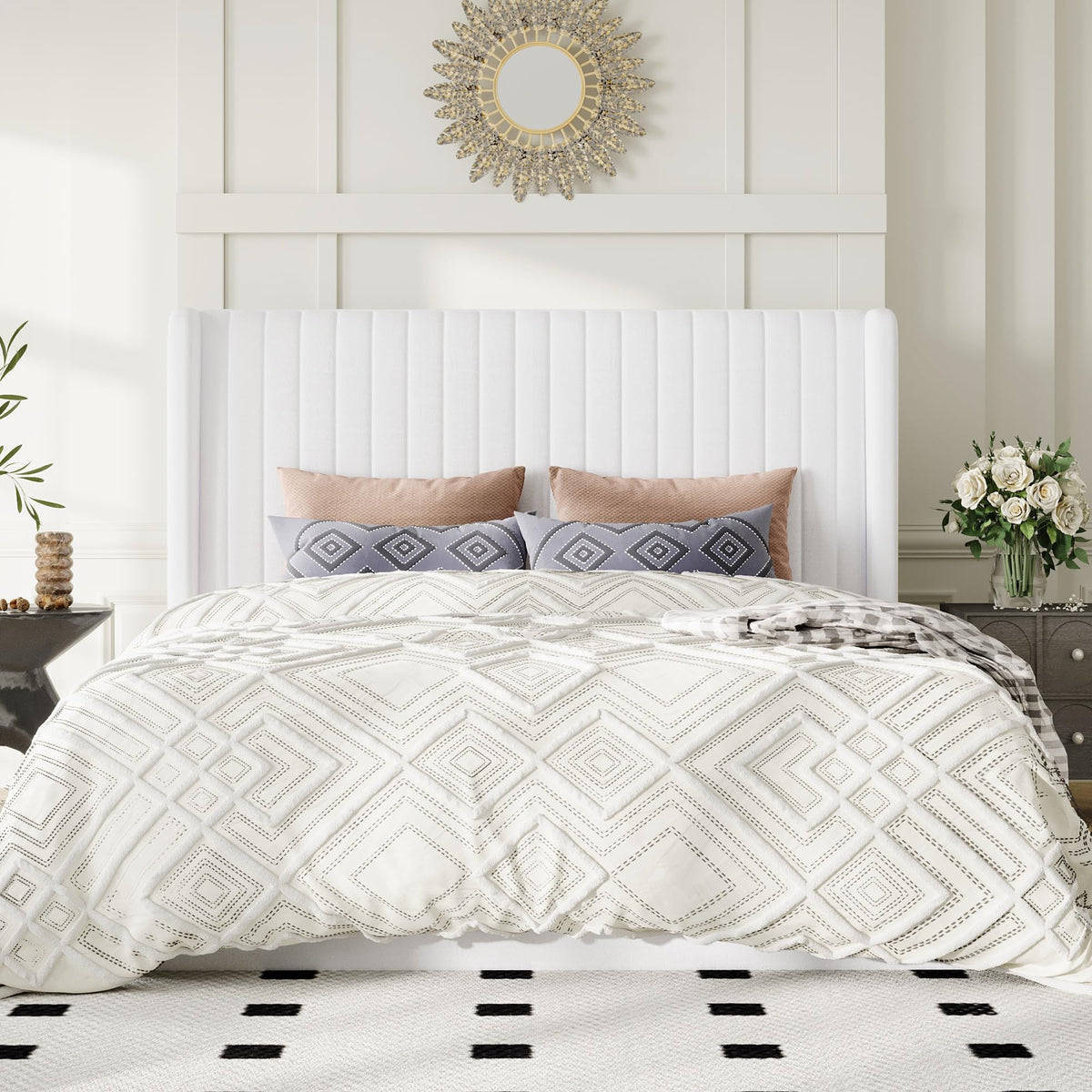 Queen Size Lift Up Storage Bed Frame White A9219