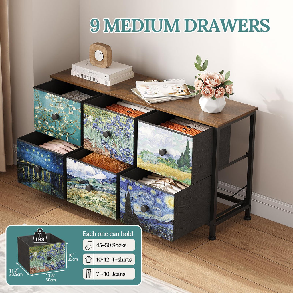 6 Drawer Dresser with Fabric Storage Drawer E6488
