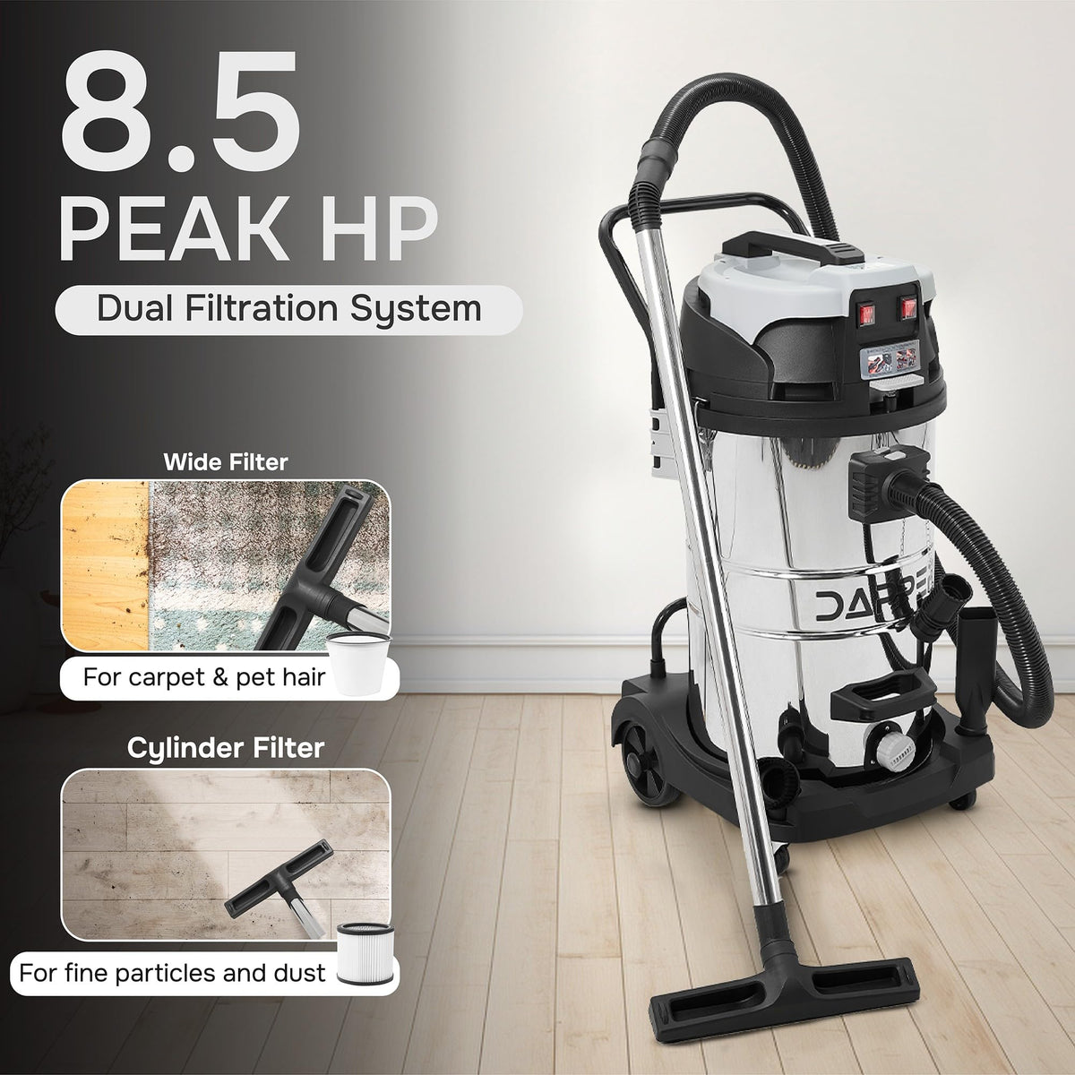 21 Gallon 8.5 Peak HP Stainless Steel Wet/Dry Shop Vacuum R471407