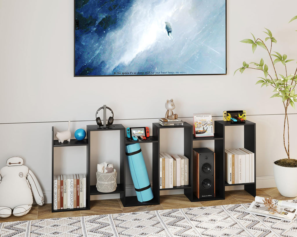 6-Tier Geometric S Shaped Wood Bookshelf L1556