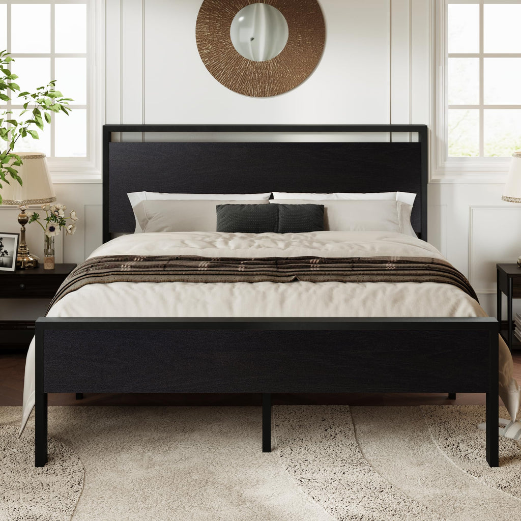 Queen Size Black Oak Bed Frame L263137