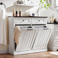 Double Tilt Out Laundry Hamper Cabinet Antique White Z994058