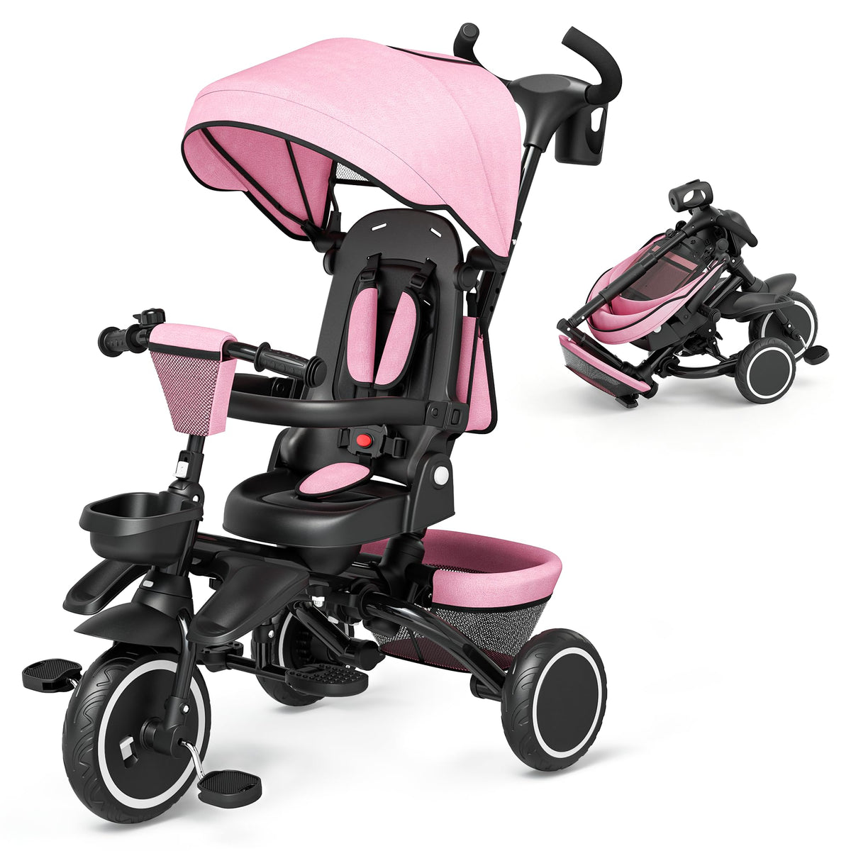8 in 1 Toddler Tricycle with Push Handle S845