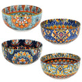 Set of 4 34oz Bohemian Ceramic Bowls H992
