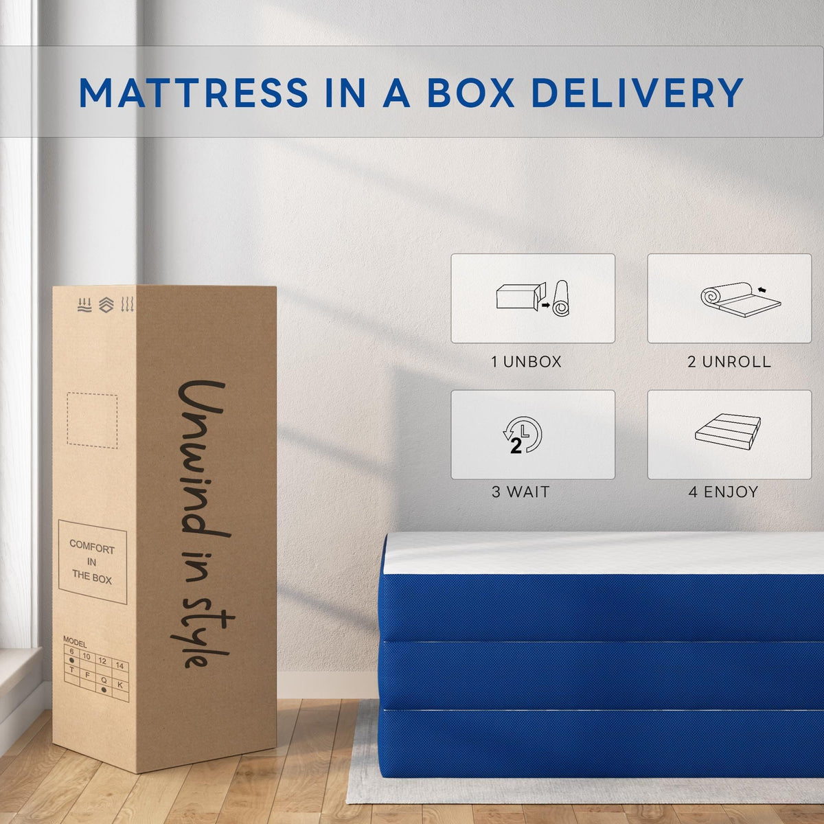 Queen 6 Inch Gel Memory Foam Trifold Mattress Q433