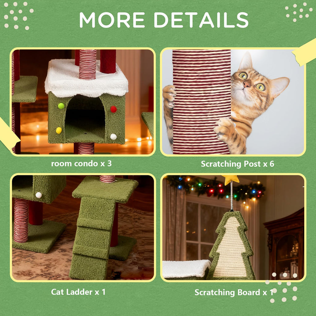 70 Inch Tall Multi Level Cat Tree with 2 Condos V9984