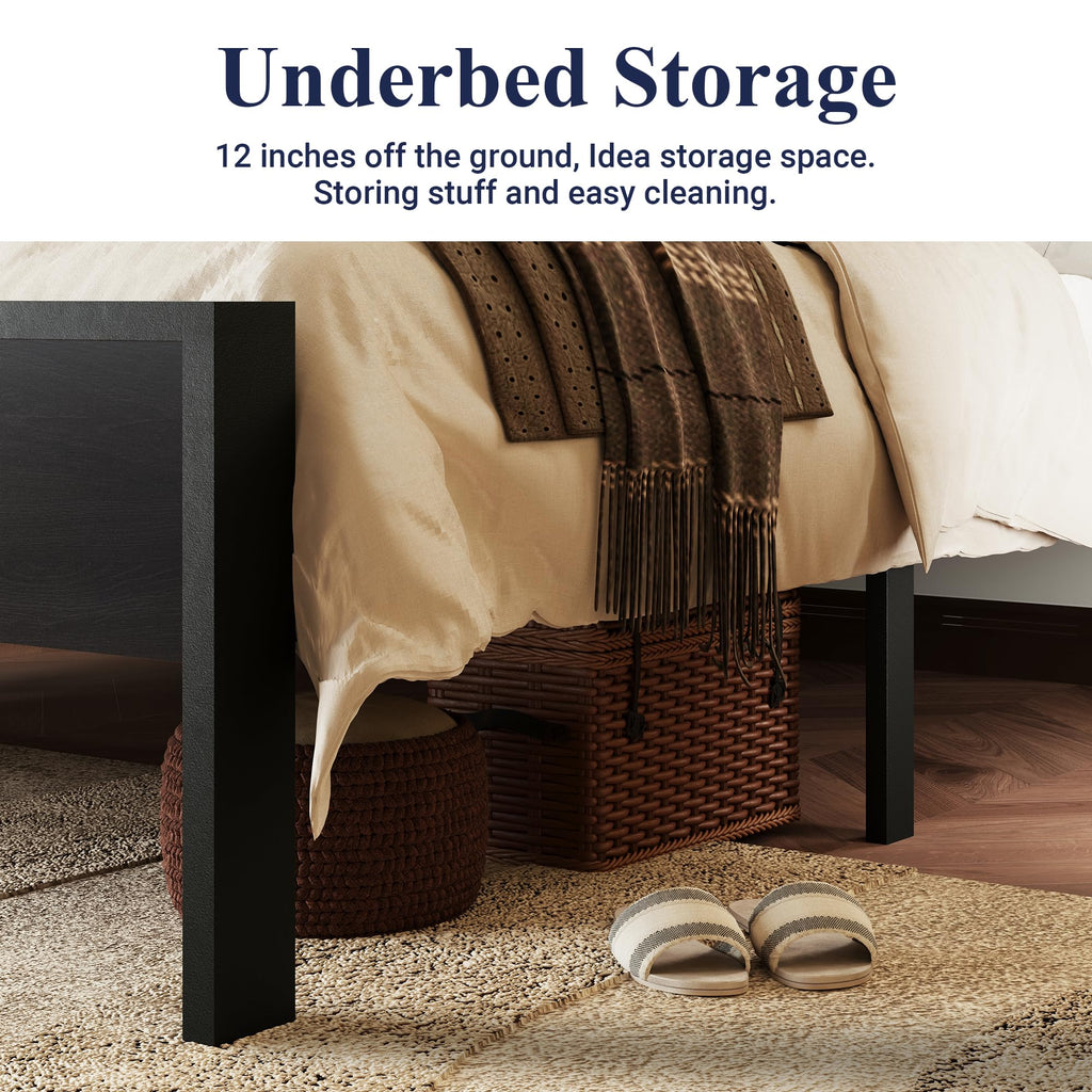 Queen Size Black Oak Bed Frame L263137