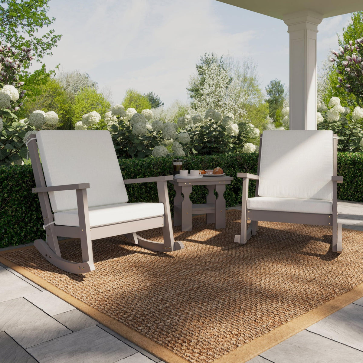 Cedar Stain Outdoor Rocking Chair with Cushion W339084